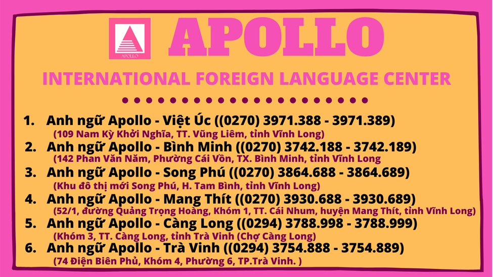 Trung tâm ngoại ngữ Vĩnh Long quốc tế Apollo